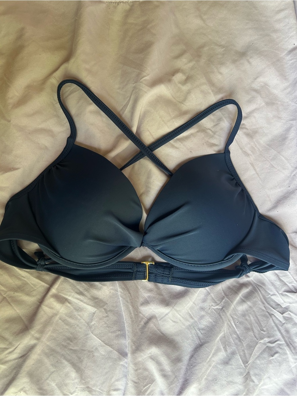 Hot Water Blue Crisscross Strap Push-Up Bra